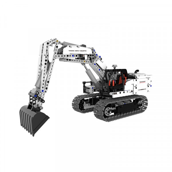 Engineering excavator in white