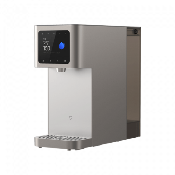 MI desktop clean drinking machine cooler white open plate brown