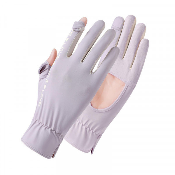 Gloves for women driving UV protection outdoor cycling electric bike non-slip hollow summer gloves ice silk thin breathable