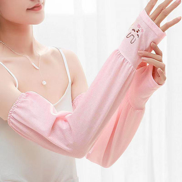 Ice silk sleeve sunscreen gloves women's thin summer UV protection loose ice sleeve riding and driving arm protection gloves
